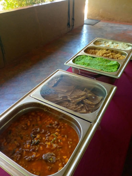 Freshly prepared catering spread served at an event