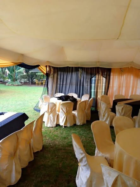 Tents, chairs and tables prepared for event equipment hire